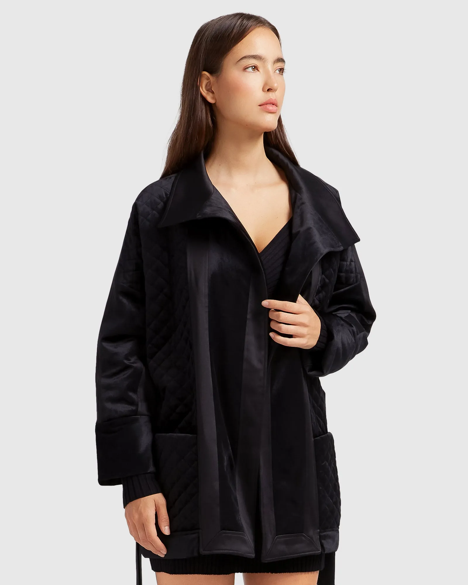 Ace of Spades Velvet Coat - Black