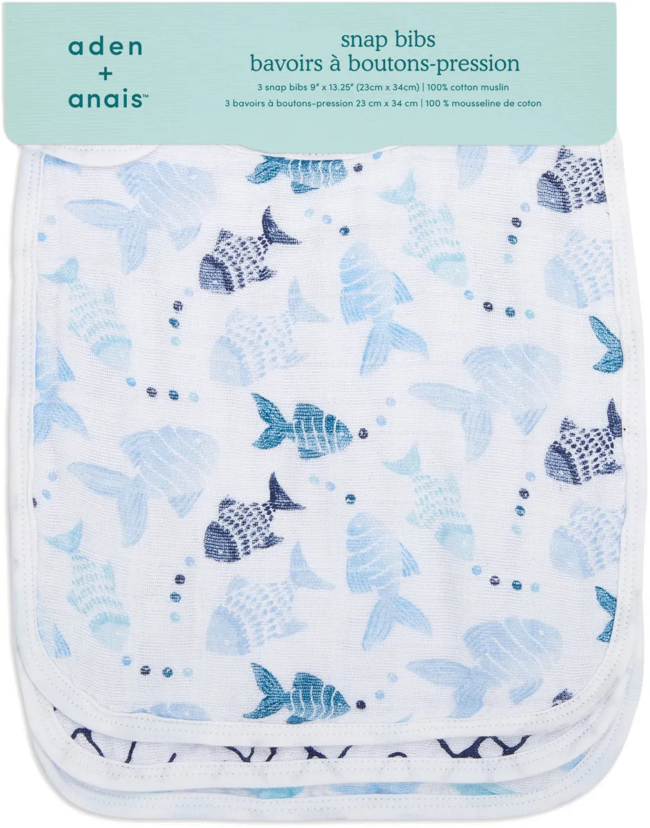 Aden   Anais Snap Bibs, 3 Pack - Gone Fishing