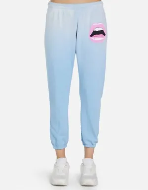 Alana Pant Pink Open Lip In Ice Blue Ombre