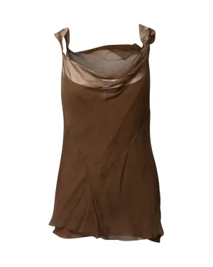 Alberta Ferretti Bias Cut Top With Slip Top in Brown Silk