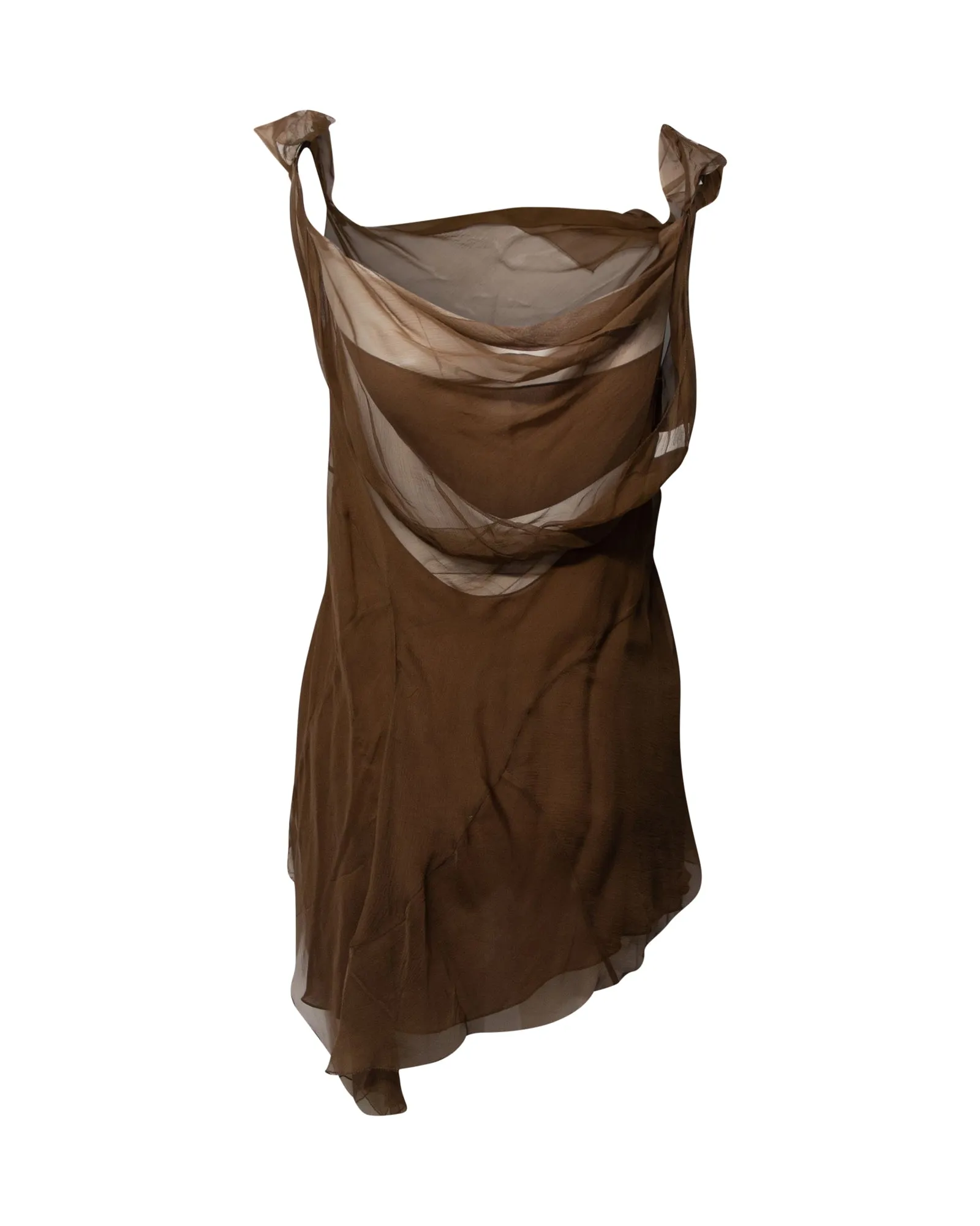Alberta Ferretti Bias Cut Top With Slip Top in Brown Silk