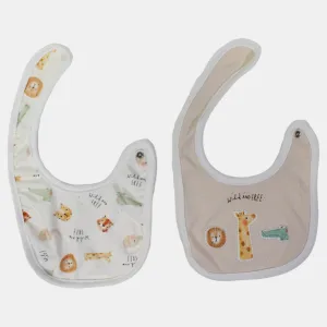 Animal Prints Cotton Bibs – Set of 2