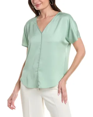 Anne Klein Textured Charmeuse V-Neck Top