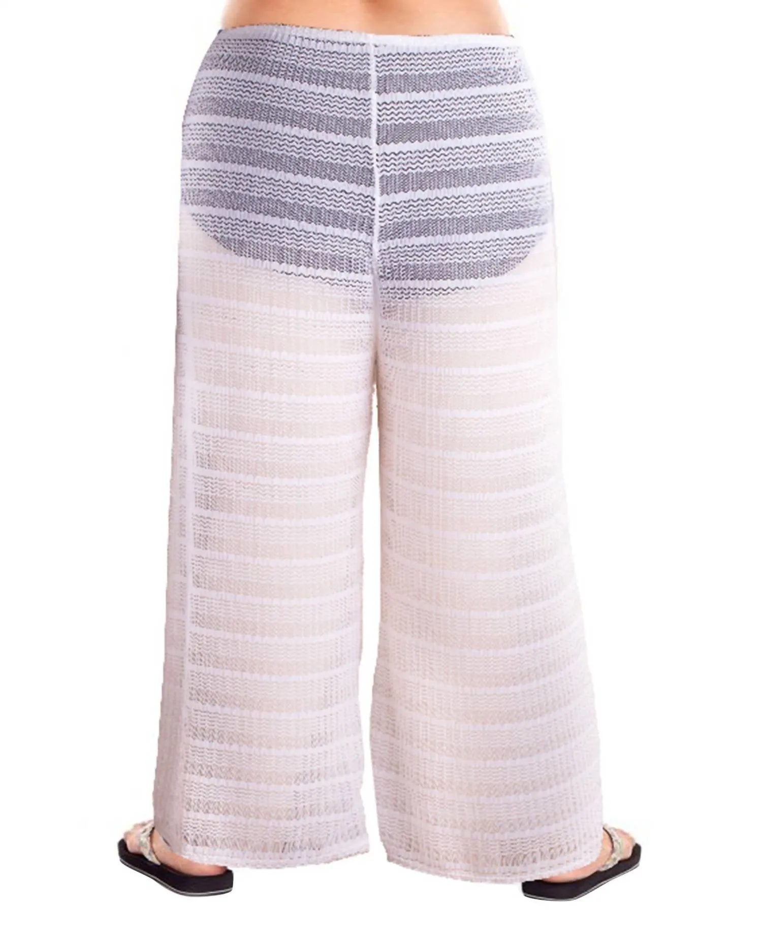Arrow Chevron Textured Tie Front Pants - Plus In White