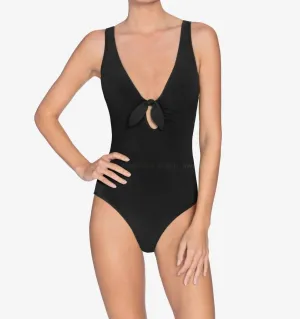 Ava Plunge One Piece Swimsuit In Black