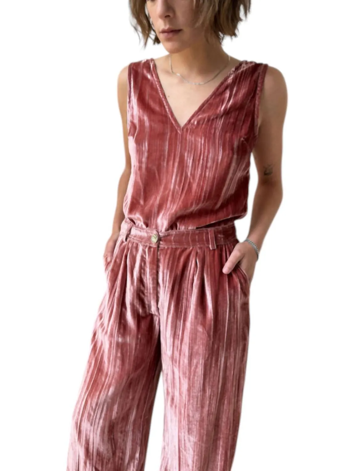 Ave Velvet Tank Top In Terracotta