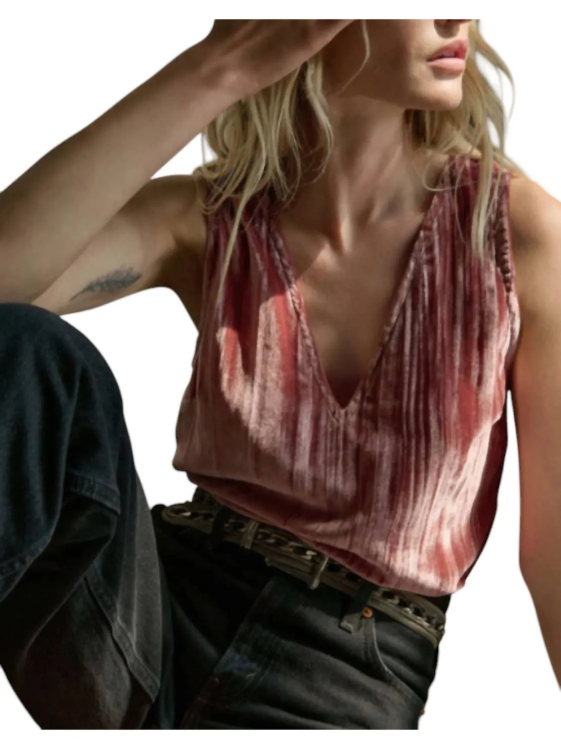 Ave Velvet Tank Top In Terracotta