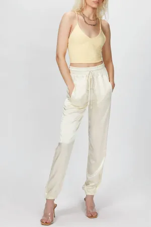 Avery Satin Jogger In Creme