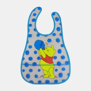 Baby Bib – Blue Dots with Winnie the Pooh Design