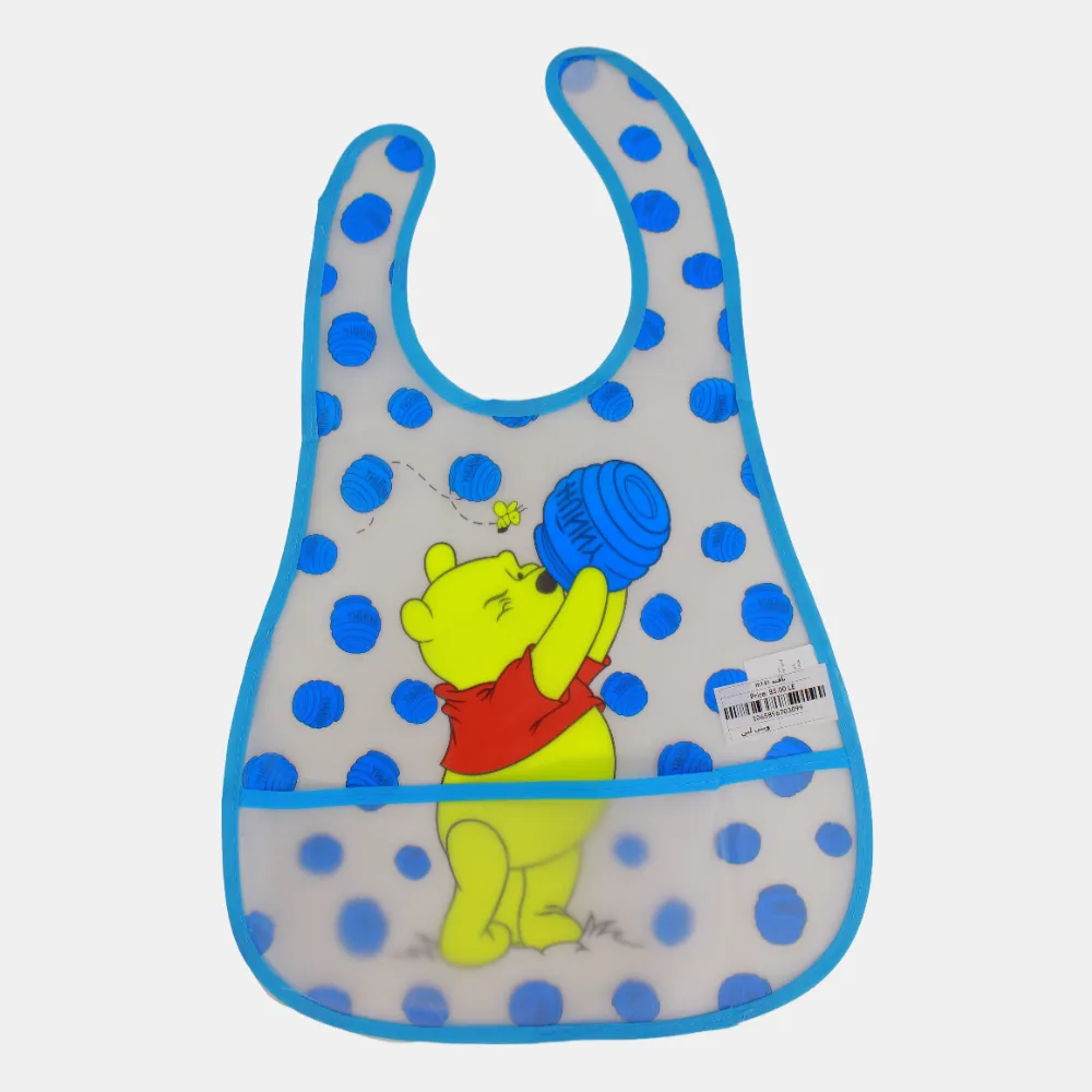 Baby Bib – Blue Dots with Winnie the Pooh Design