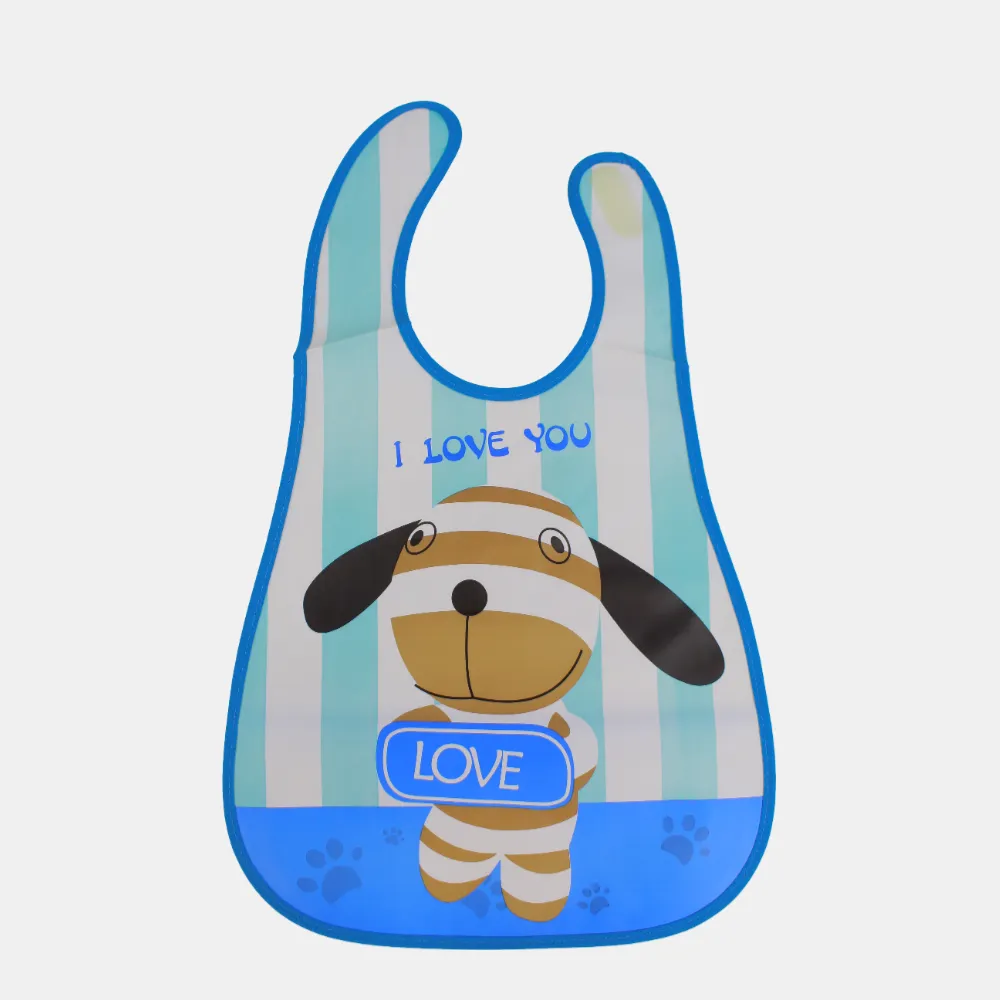 Baby Bib – Blue with Dog Design