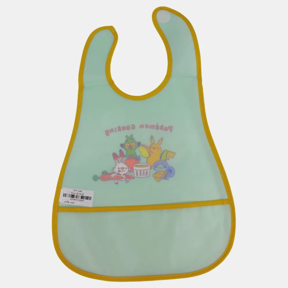 Baby Bib – Green with Pokemon Cooking Design