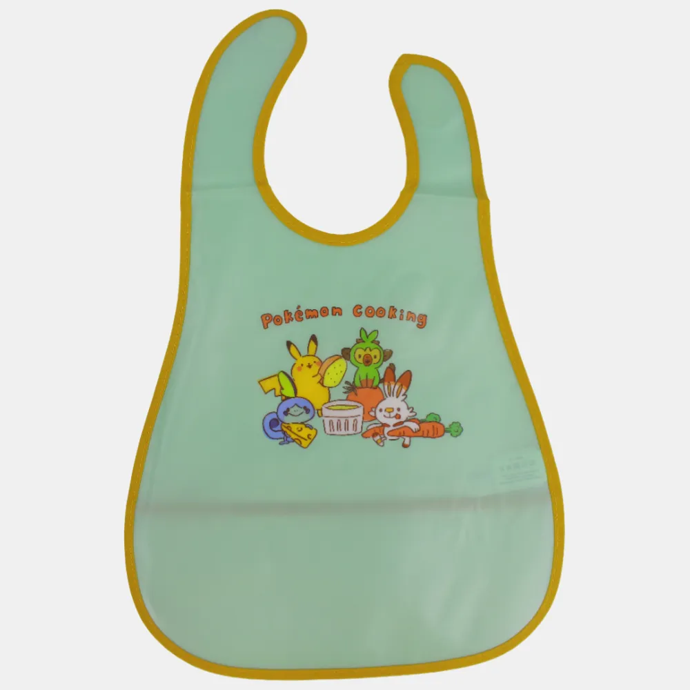 Baby Bib – Green with Pokemon Cooking Design