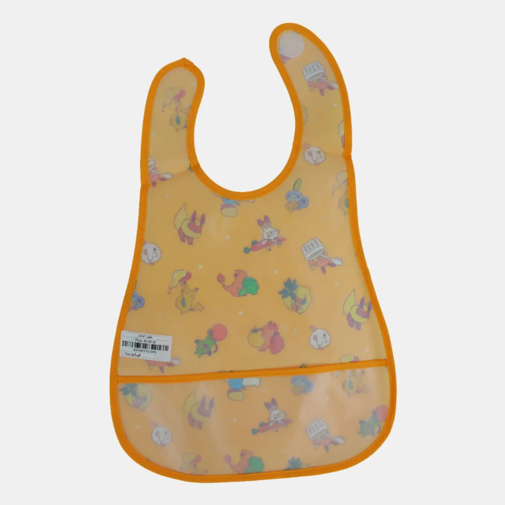 Baby Bib – Orange with Cute Animals Design