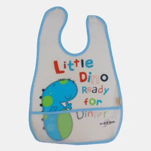 Baby Bib – White with Cute Dino Design