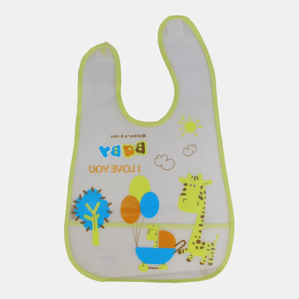 Baby Bib – White with Cute Giraffe Design