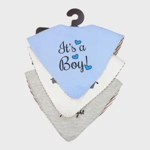 BABY Boys Cotton Bib Set – "Oh Baby, It’s a Boy" (Pack of 3, Scarf Style)