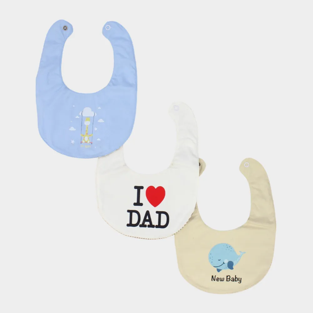 Baby Boys' Cotton Bibs – Pack of 3 – "New Baby"