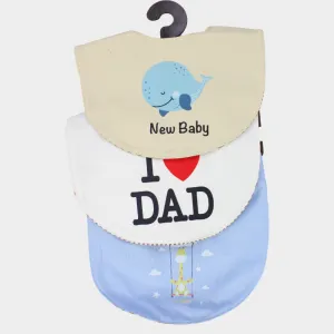 Baby Boys' Cotton Bibs – Pack of 3 – "New Baby"