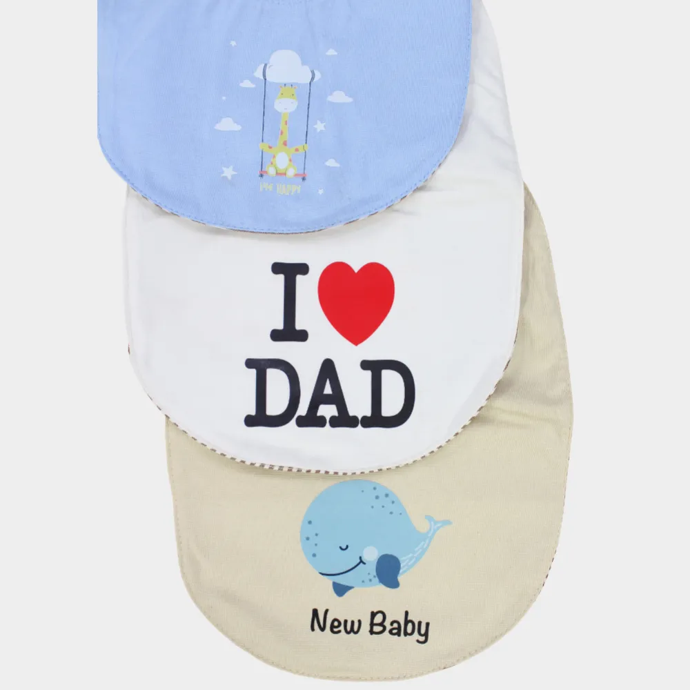 Baby Boys' Cotton Bibs – Pack of 3 – "New Baby"