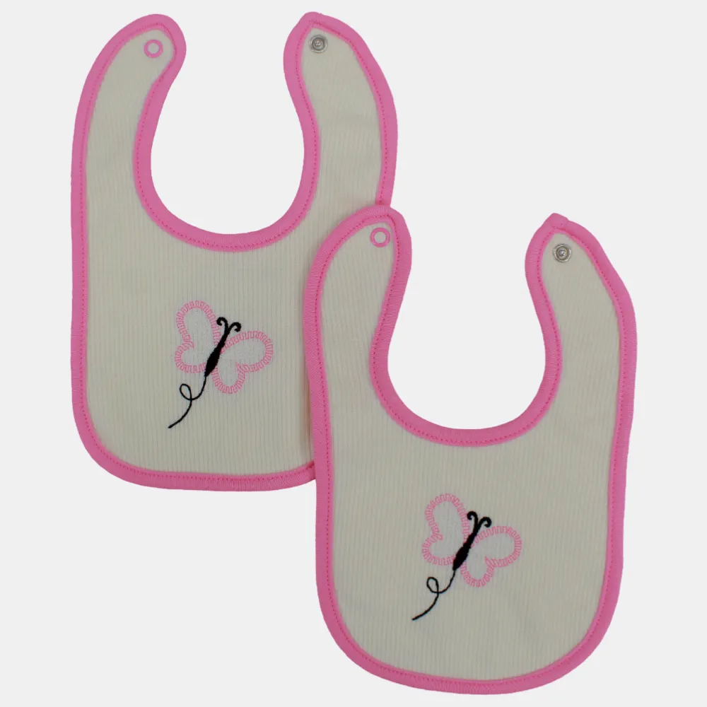 Baby Girls Cotton Bib –  2-Pack