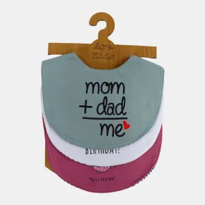 Baby Girls' Cotton Bibs – Pack of 3
