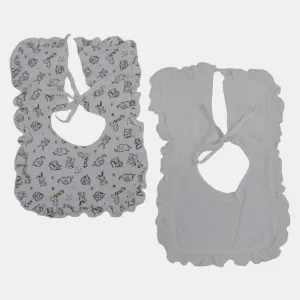 Baby Girls' Cotton Bibs – Set of 2 (Animal Theme)