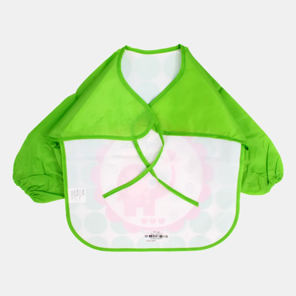 Baby Long-Sleeved Bib – Green with Elephant Design