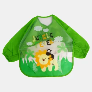 Baby Long-Sleeved Bib – Green with Lion Design