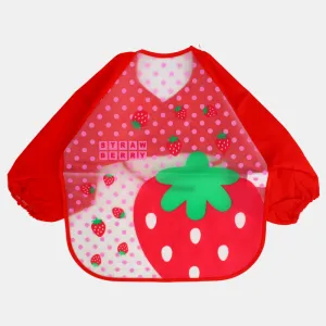 Baby Long-Sleeved Bib – Red Strawberry Design
