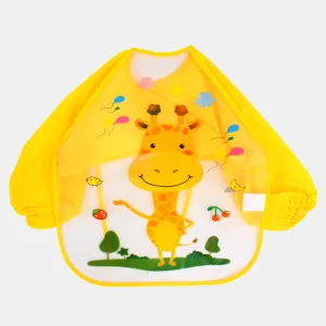 Baby Long-Sleeved Bib – Yellow Giraffe with Design