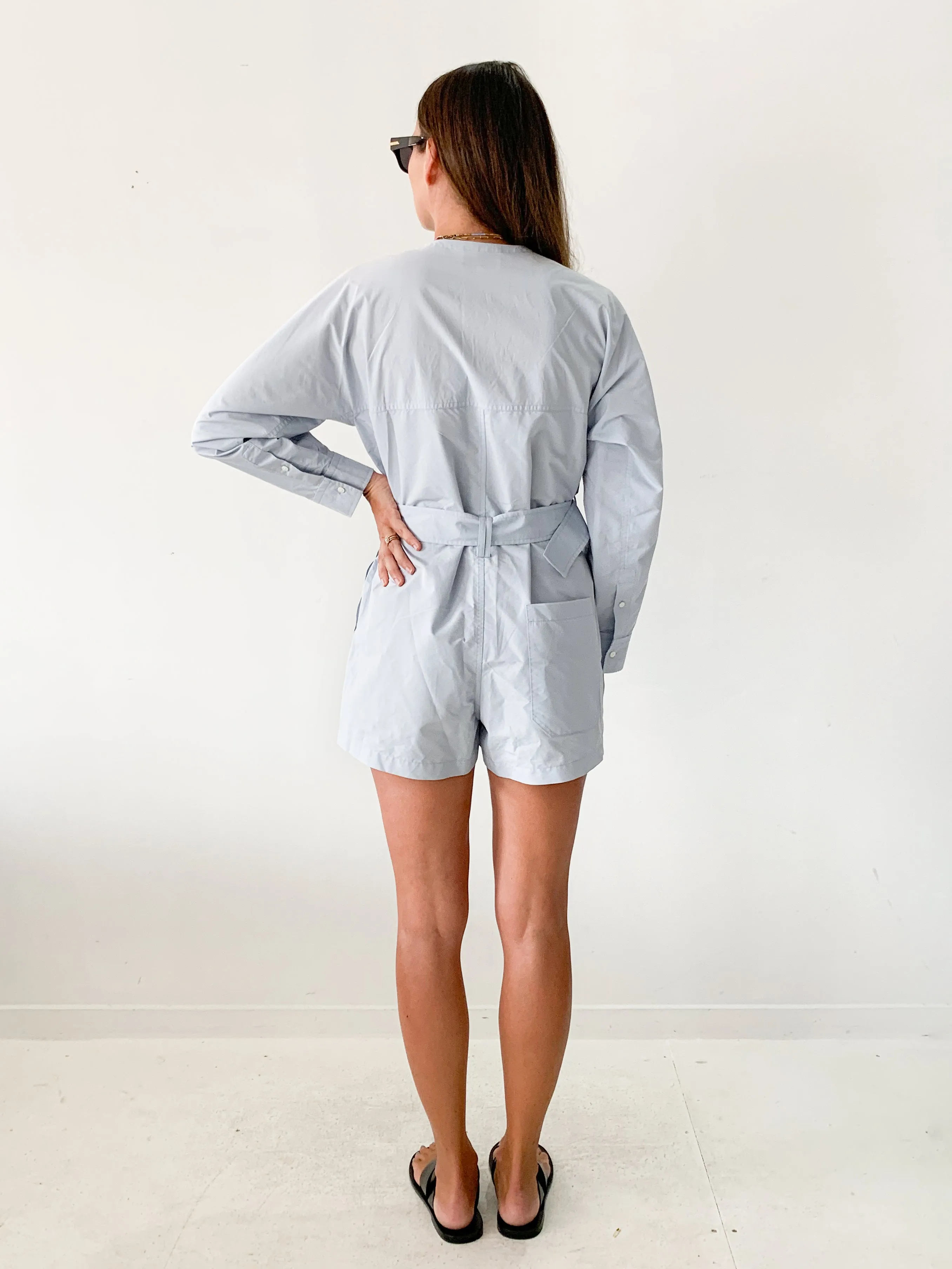 Belted Cotton-Blend Poplin Playsuit