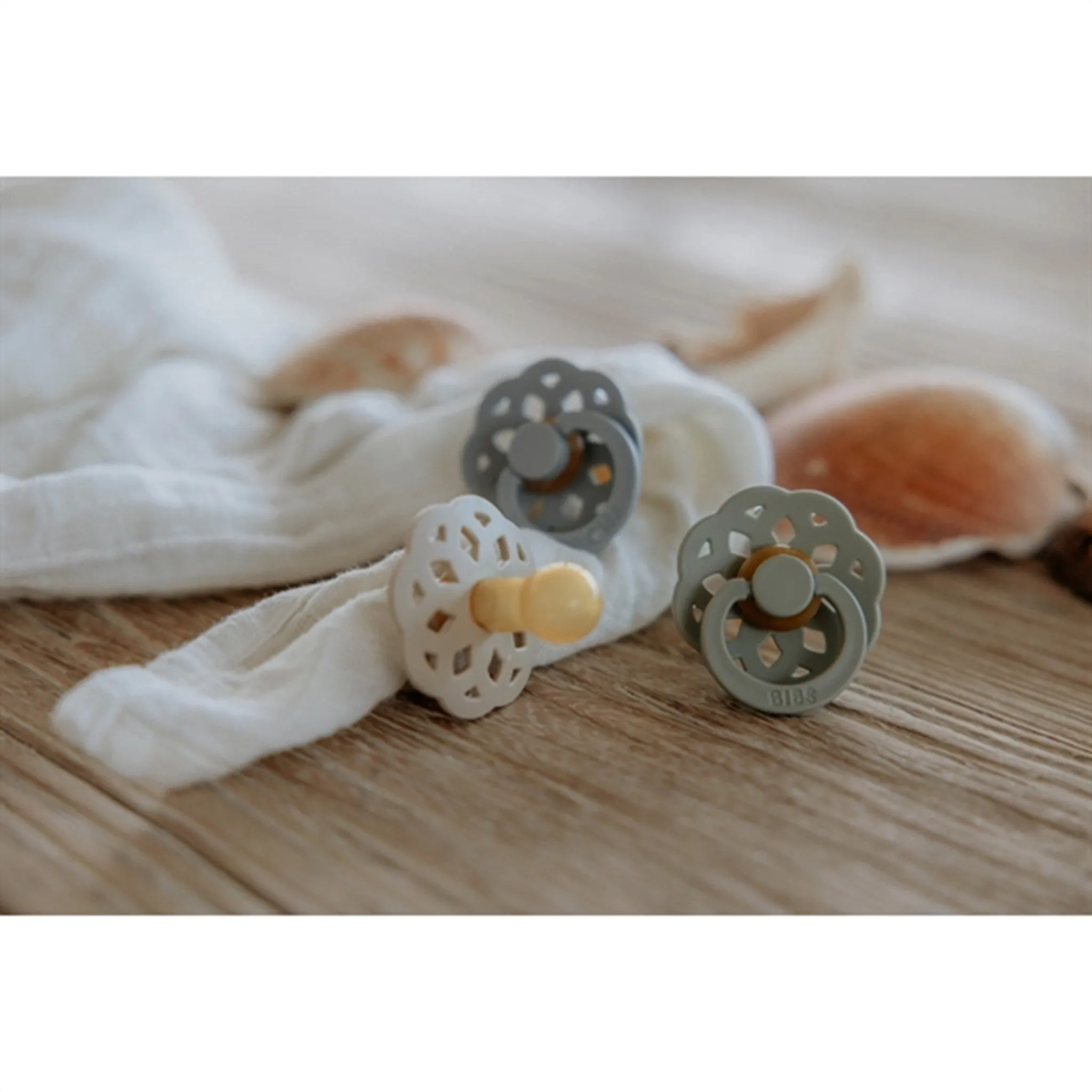 Bibs Boheme Latex Pacifier 2-pack Ivory/Sage