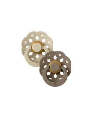 BIBS Boheme Natural Rubber Pacifiers 2 Pcs - Size 2 Vanilla / Dark Oak