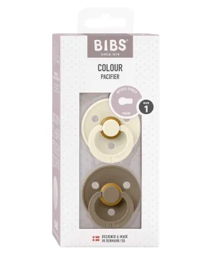 BIBS Colour Dummies 2 Pack Size 1 - Ivory/Dark Oak