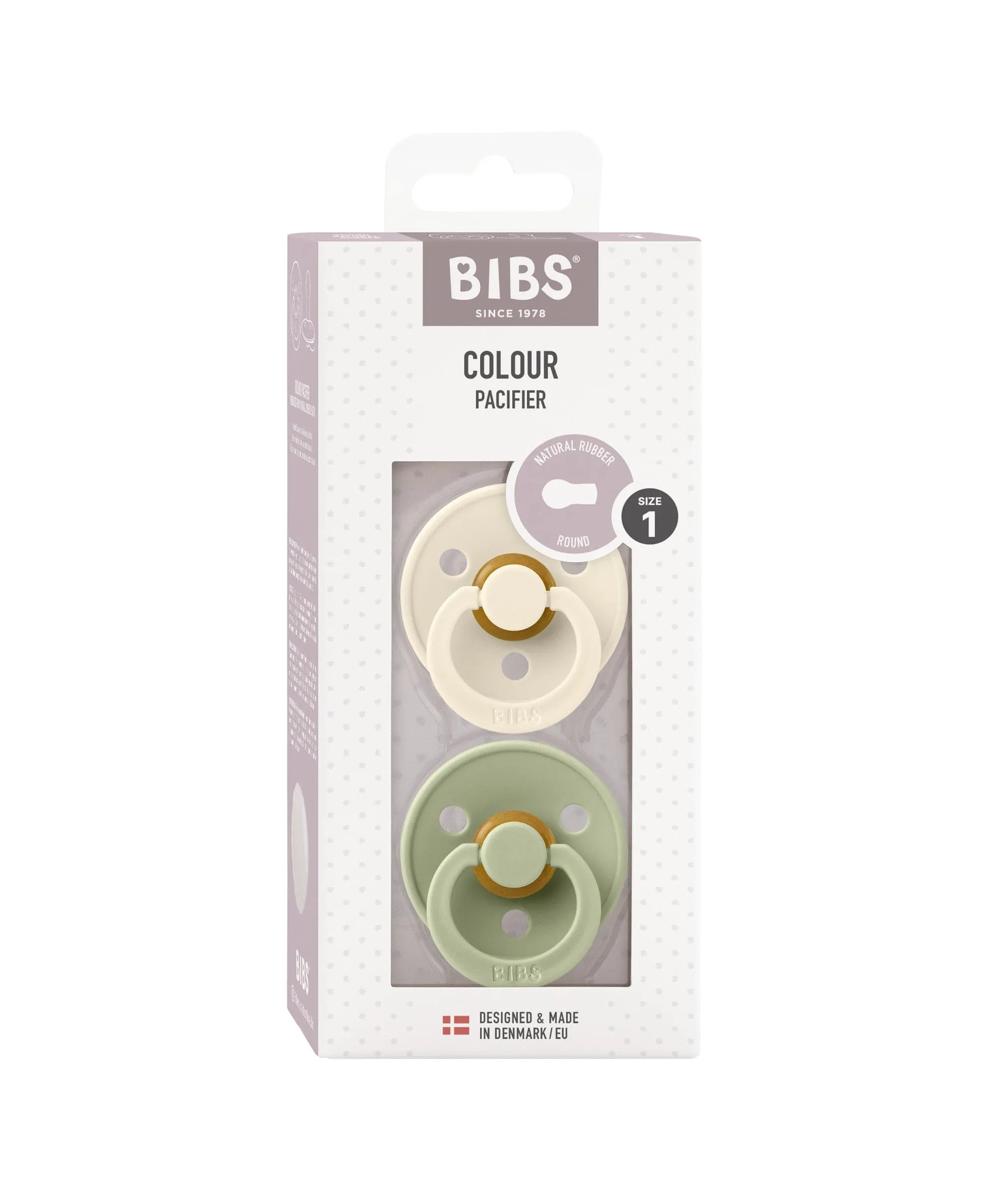 BIBS Colour Dummies 2 Pack Size 1 - Ivory/Sage Babykids BIBS