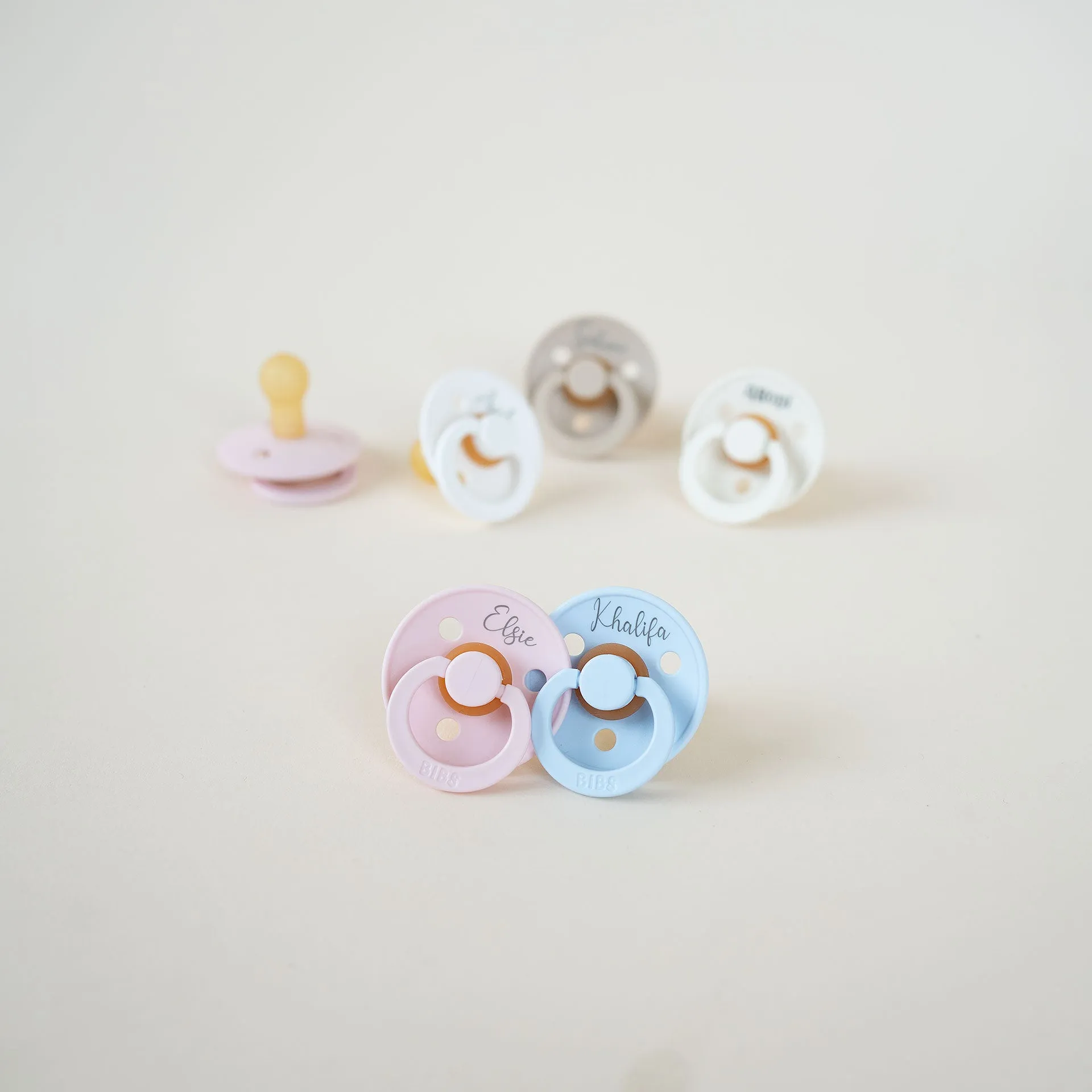 BIBS Colour Natural Rubber Latex Pacifiers (Size 1 & 2) | Personalised