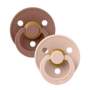 BIBS Colour Pacifiers 2 Pack (Size 2) - Anatomical Blush/Woodchuck