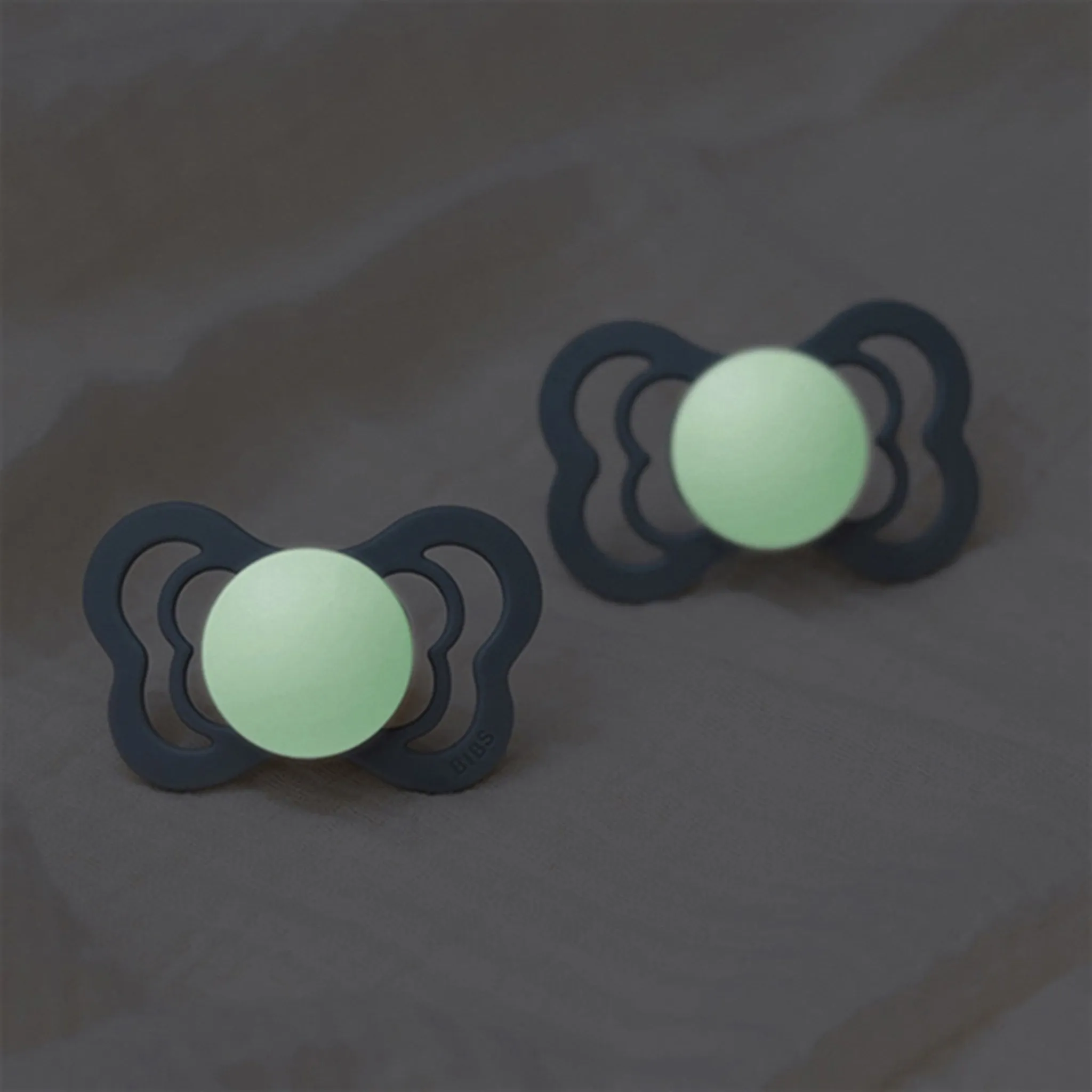 Bibs Couture Latex Pacifiers Glow 2-pak Anatomical Sage/Cloud