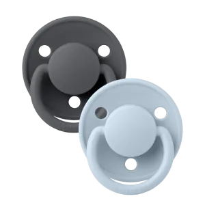 Bibs De Lux Pacifier 2 Pack - Iron   Baby Blue