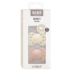 BIBS Infinity Pacifier Anatomical Teat 6-18 months Ivory & Blush Pack of 2
