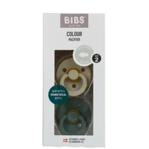 BIBS Pacifier 6-18 Months Symmetrical Vanilla/Pine, 2 pcs.
