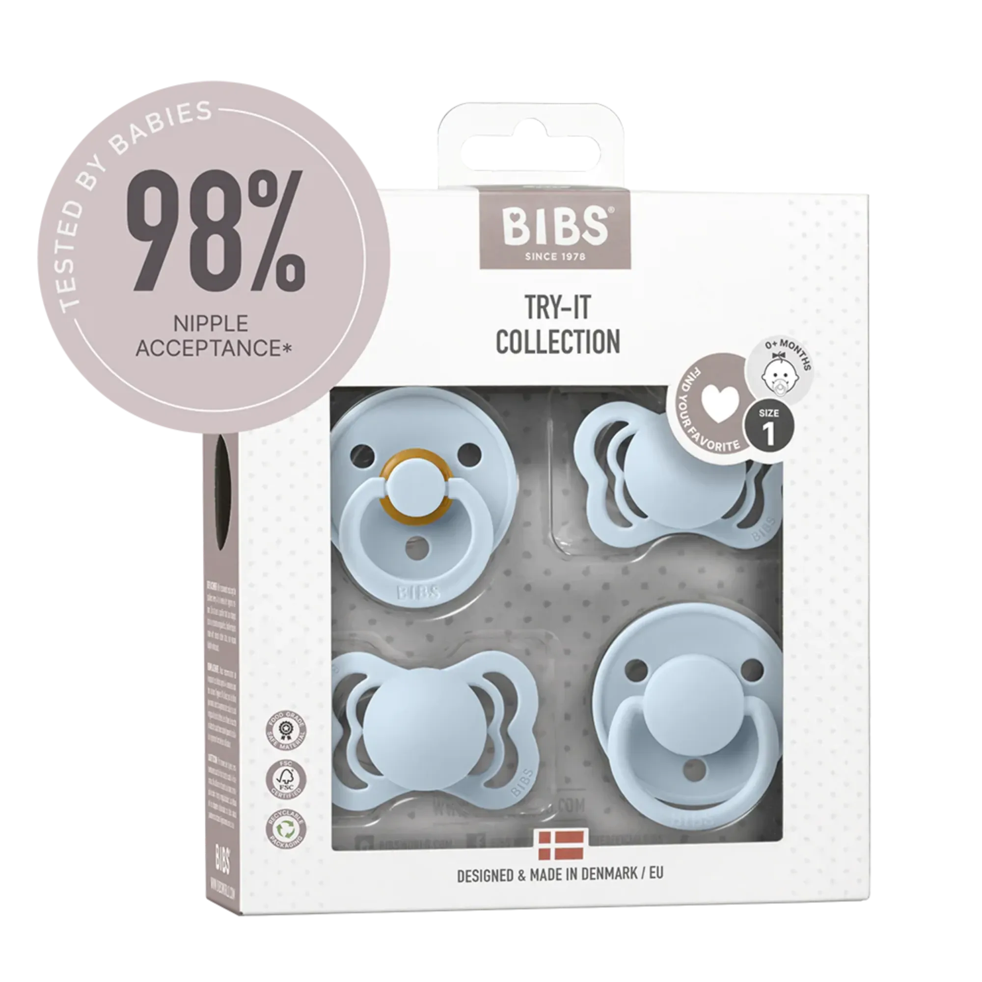 BIBS Try-It Collection - 4pk - Size 1 - Baby Blue