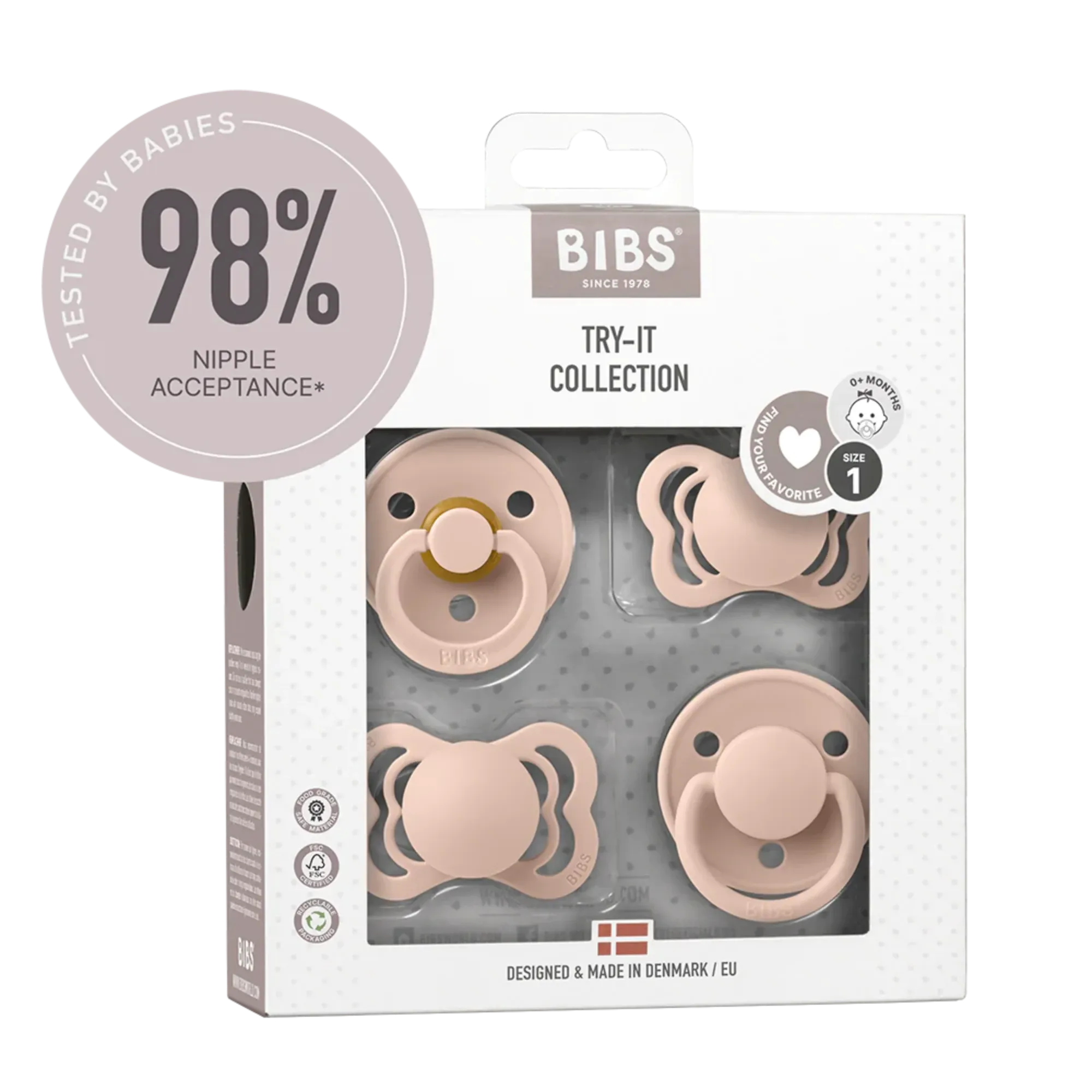 BIBS Try-It Collection - 4pk - Size 1 - Blush