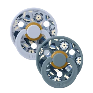 Bibs x Liberty Colour Bobo Latex Pacifier (2 Pack, Size 1) - Dusty Blue Mix