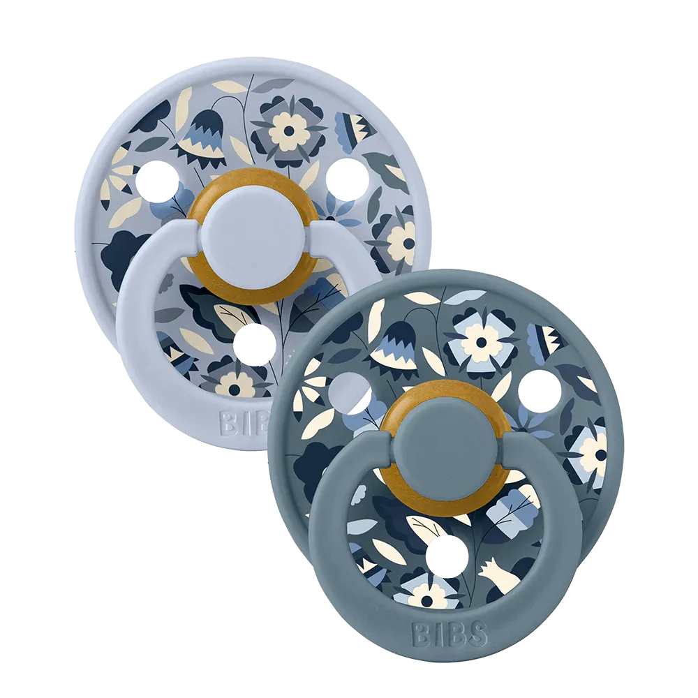 Bibs x Liberty Colour Bobo Latex Pacifier (2 Pack, Size 1) - Dusty Blue Mix