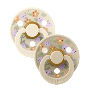 Bibs x Liberty Colour Strawberries & Cream Latex Pacifier (2 Pack, Size 2) - Ivory Mix