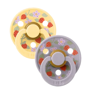 Bibs x Liberty Colour Strawberries & Cream Latex Pacifier (2 Pack, Size 2) - Pale Butter Mix