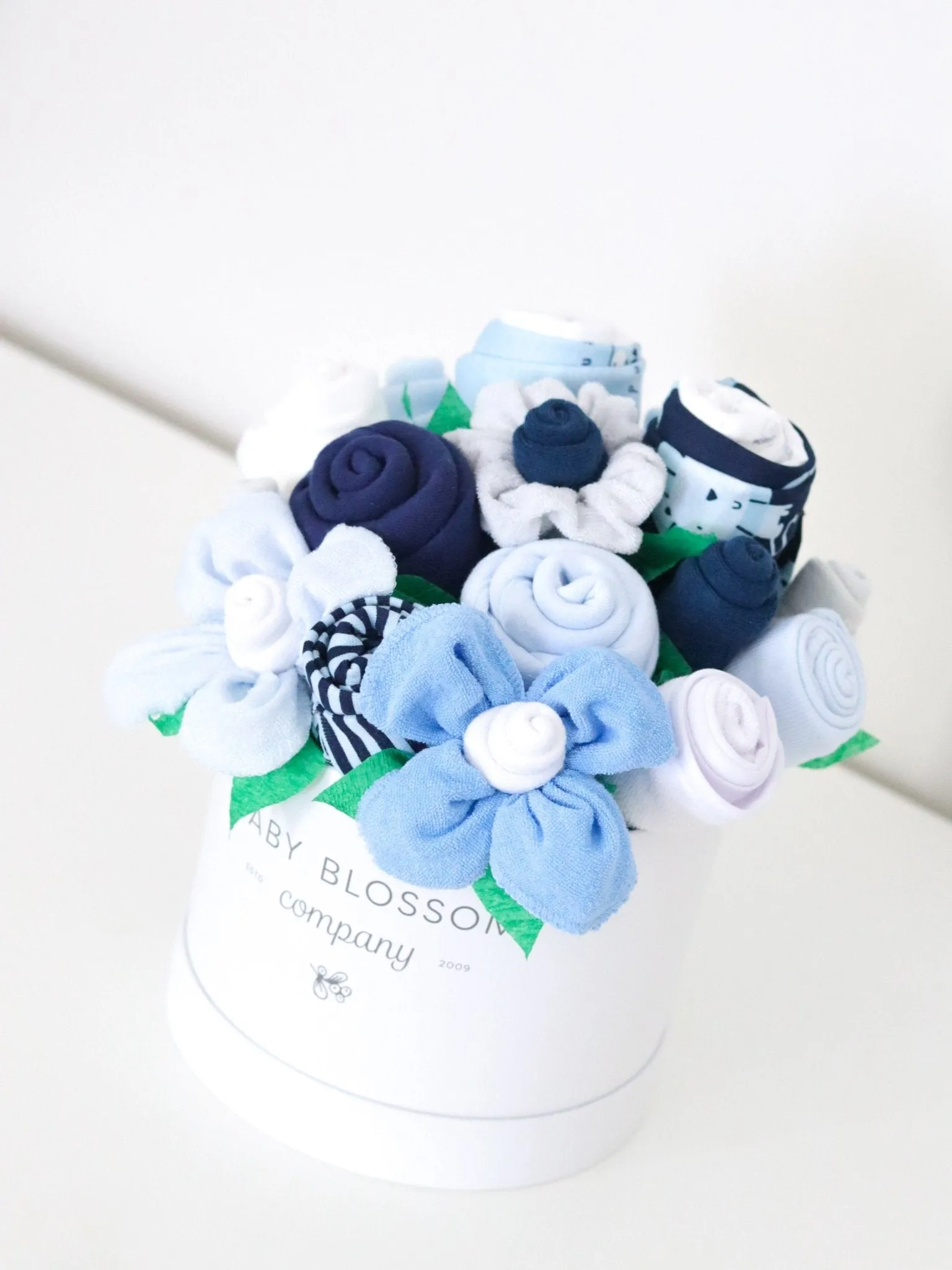 Blue Hatbox Bouquet - Deluxe Babykids_Baby-Blossom-Company