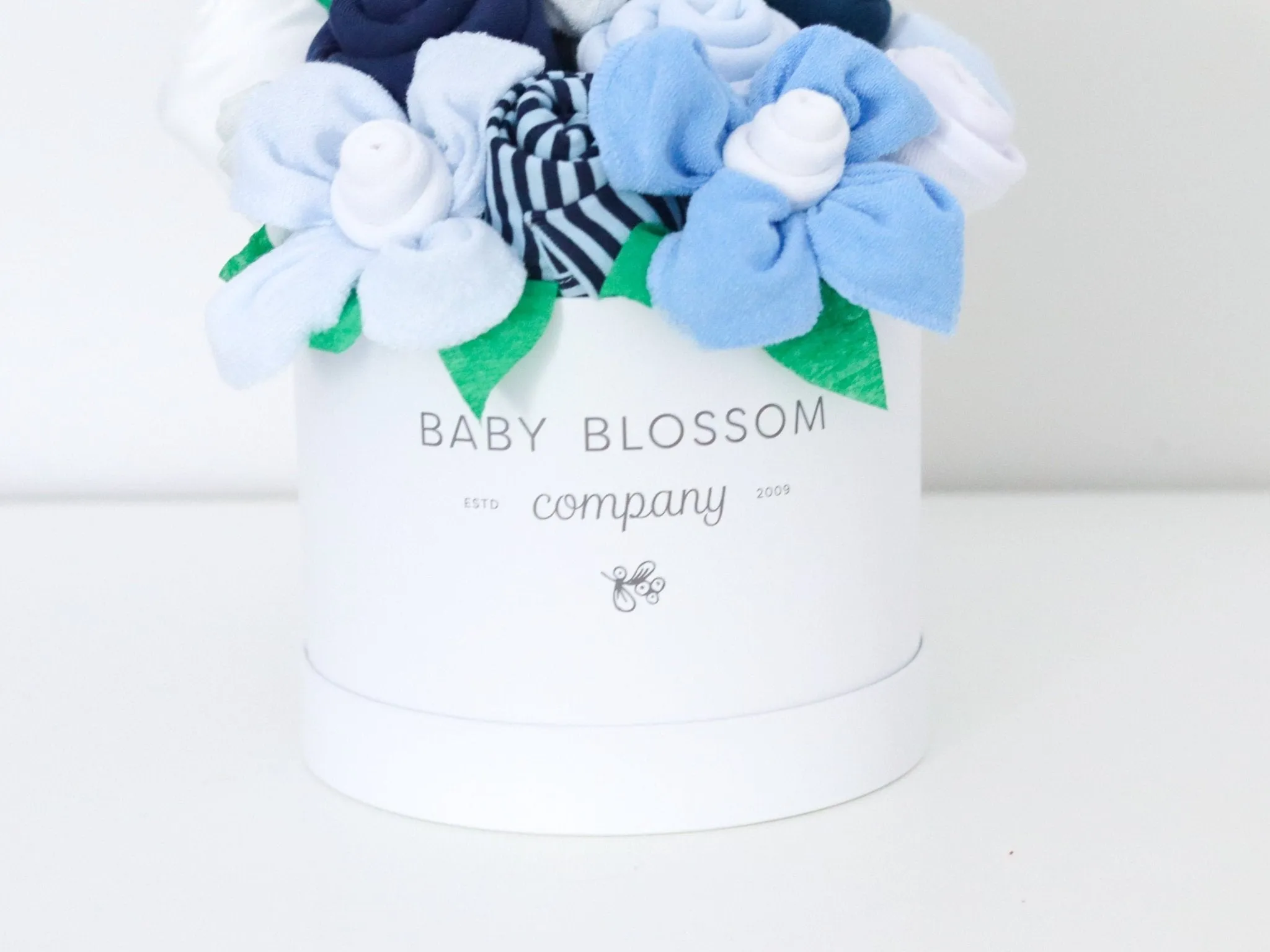 Blue Hatbox Bouquet - Deluxe Babykids_Baby-Blossom-Company